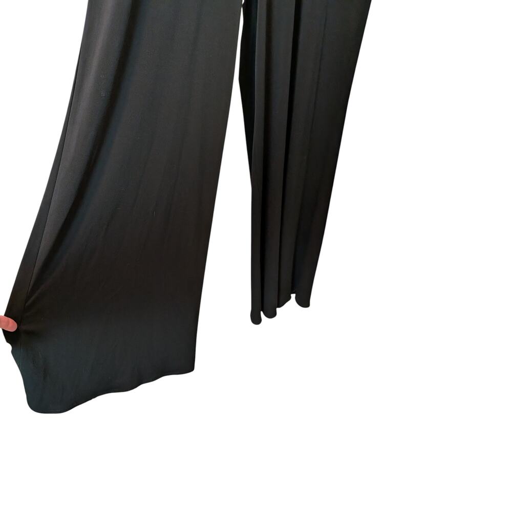 Clara Sun Woo Sz M Signature Black Jumpsuit Sleeveless V Neck Surplice Wide Leg - Picture 5 of 7